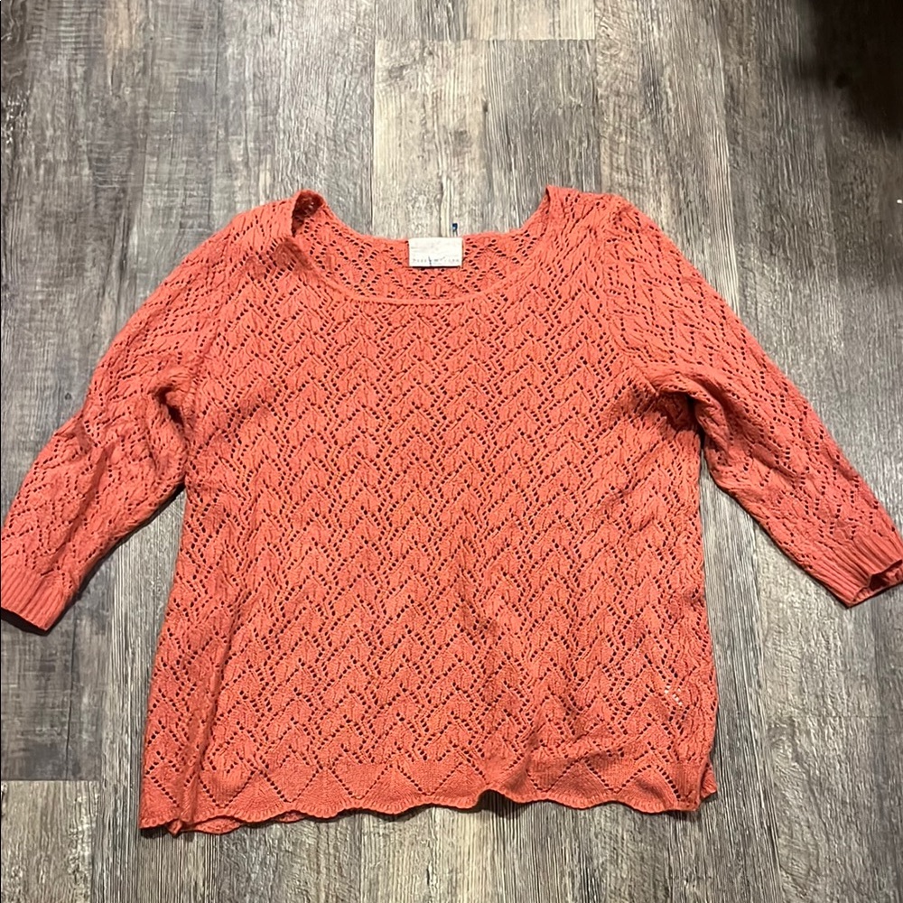 Debbie Morgan Women's Warm Coral Scoop Neck Sweater